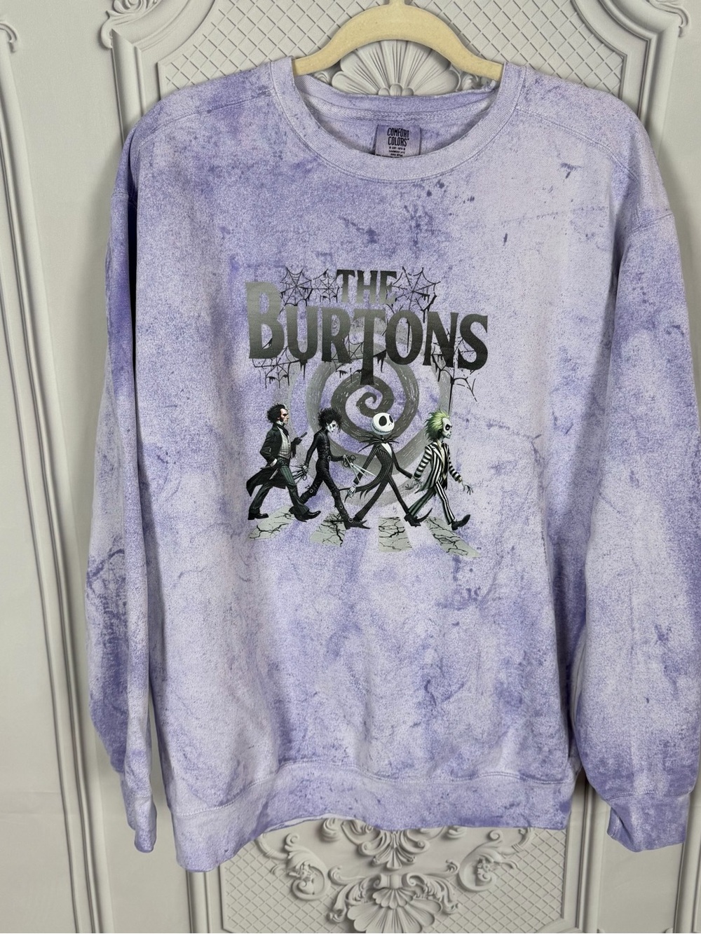 The Burtons Comfort Colors Sweatshirt Unisex Sz L Purple Tim Burton Abbey Road